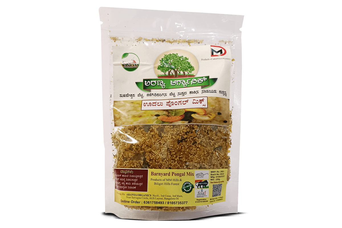 Packet of Barnyard Pongal Mix from Aranya Organics